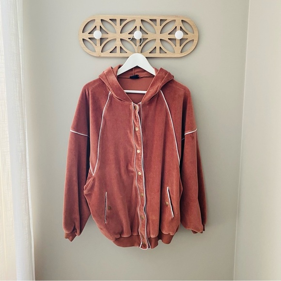 Urban Outfitters Oversized Button Up Hoodie Brown Sz XS - Picture 1 of 10